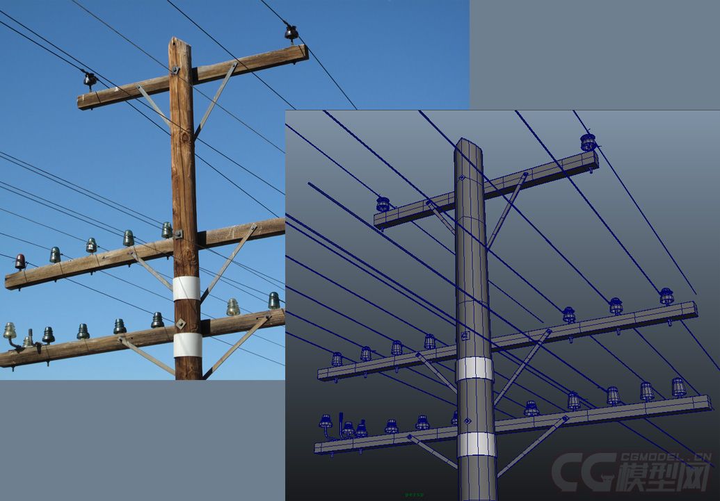 细致的电线杆模型