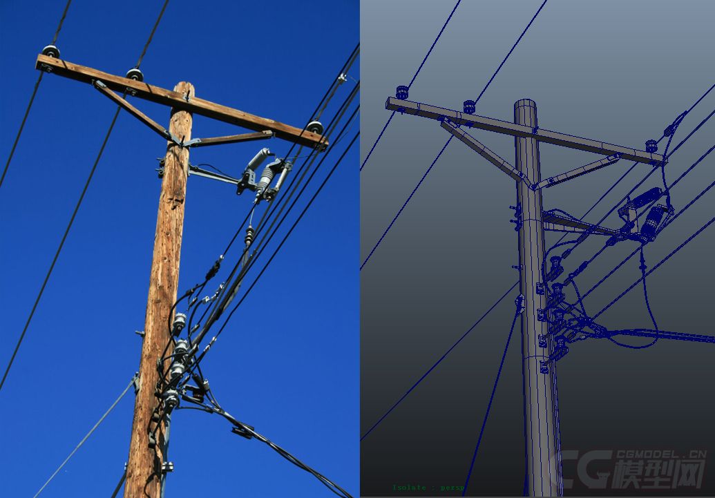细致的电线杆模型