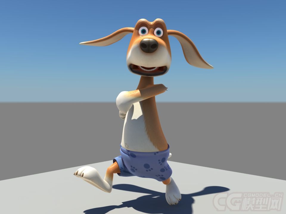 拟人化的卡通狗带材质绑定动画表情