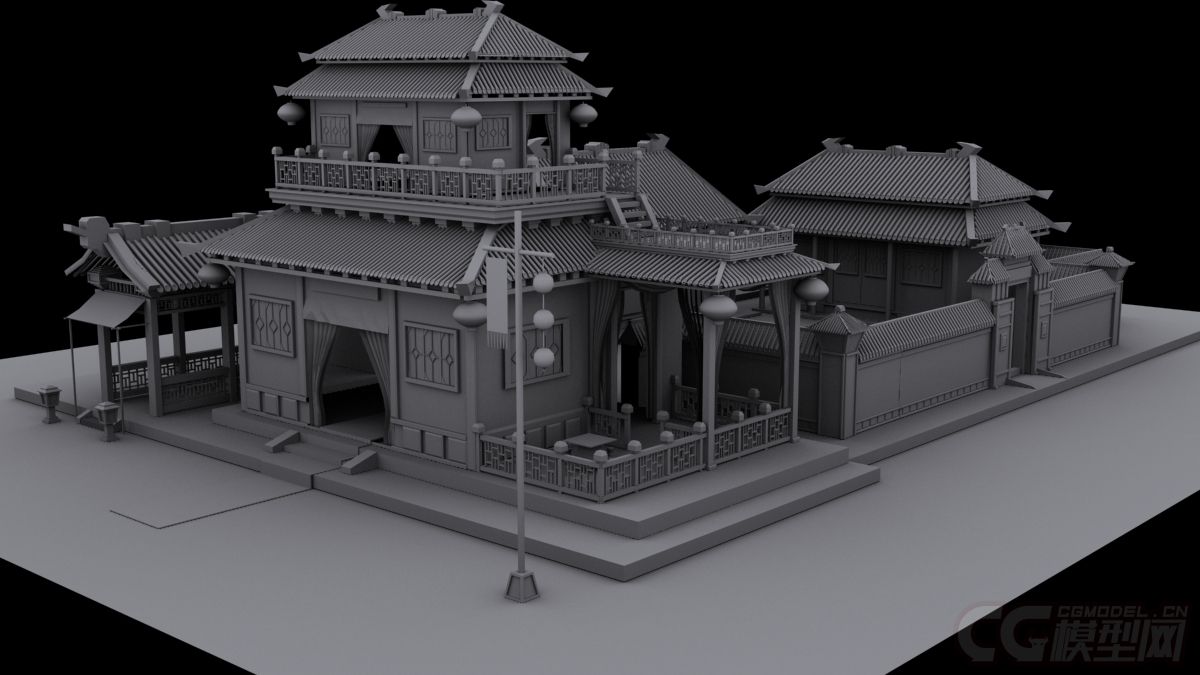 古建筑模型模型-自然场景模型库-模型下载-cg模型网
