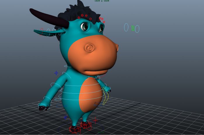 卡通q版超萌小公牛动画角色maya模型 带骨骼绑定贴图