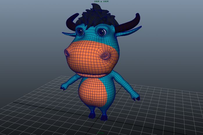 卡通q版超萌小公牛动画角色maya模型 带骨骼绑定贴图
