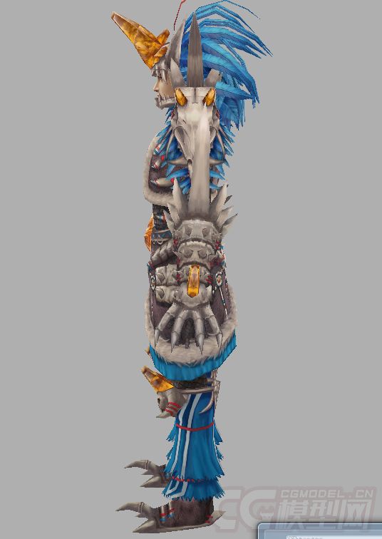 兽骨头羽毛盔甲男