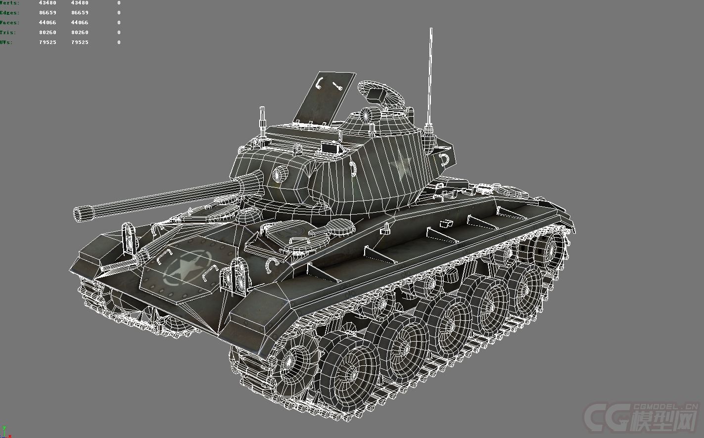 坦克M24模型-冷兵器模型库-模型下载-cg模型网
