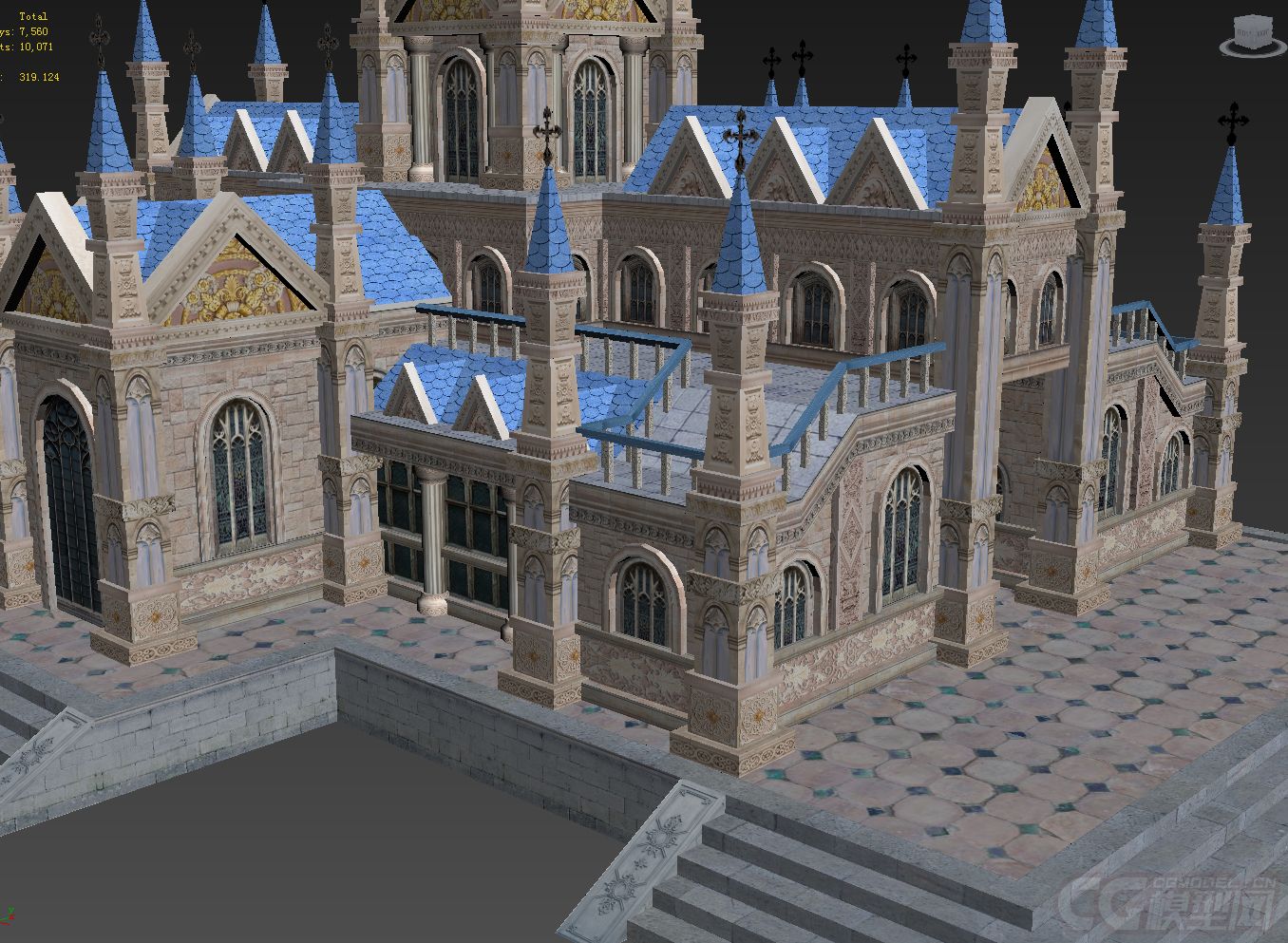 漂亮的欧式建筑教堂堡垒城堡模型-古代场景模型库-3ds Max(.max)模型下载-cg模型网