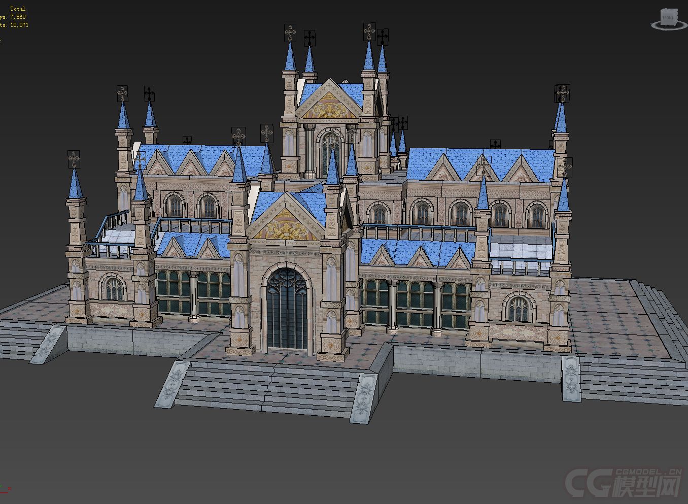 漂亮的欧式建筑教堂堡垒城堡模型-古代场景模型库-3ds Max(.max)模型下载-cg模型网