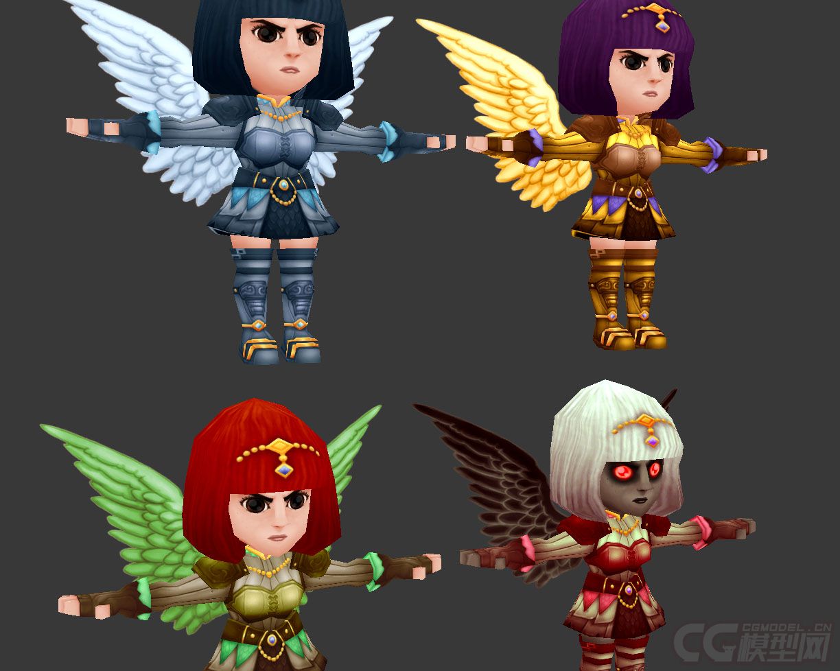 4款不同颜色的小精灵小天使小恶魔