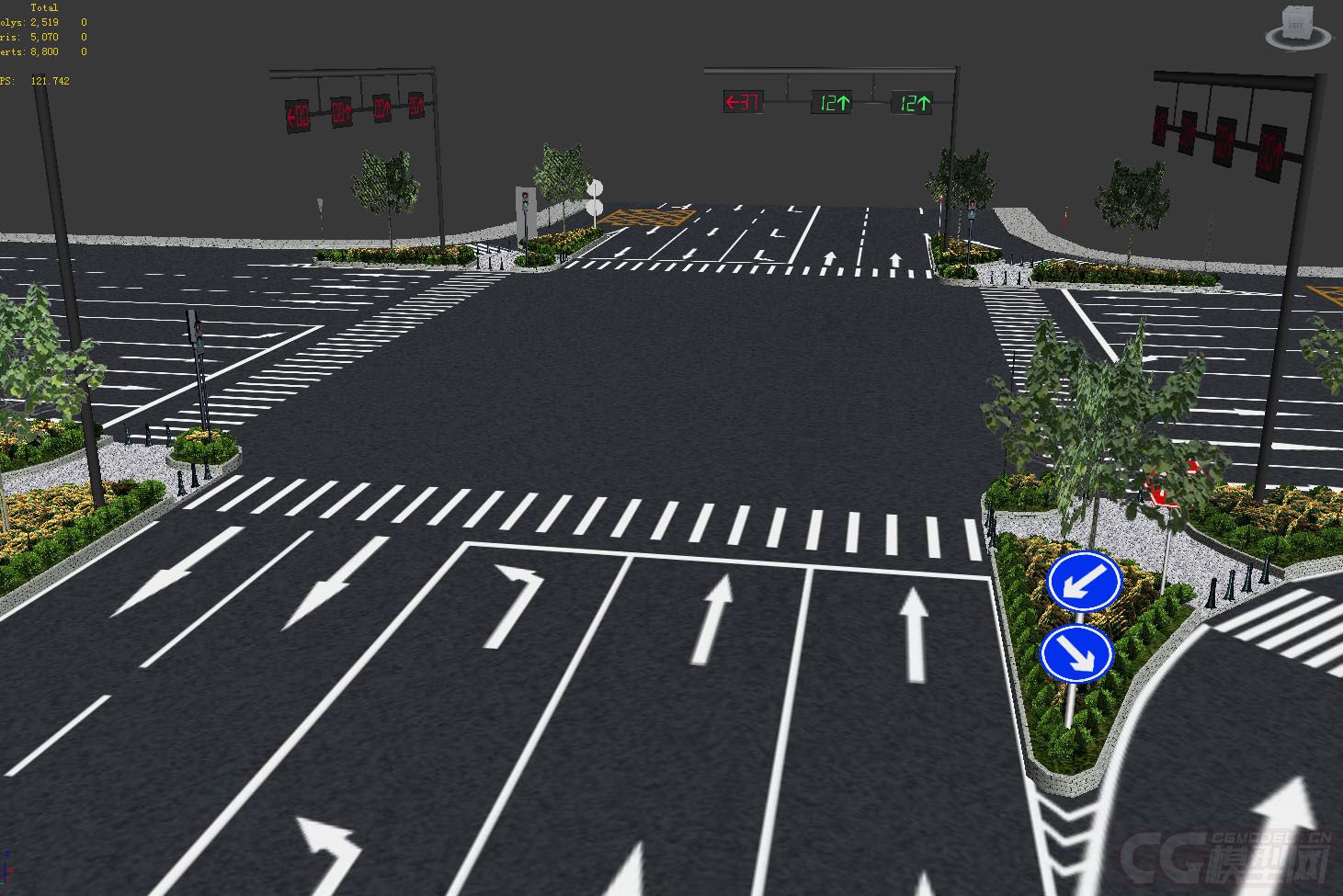 十字路口公路十字路口_duofu1hao作品_场景现代场景_cg模型网