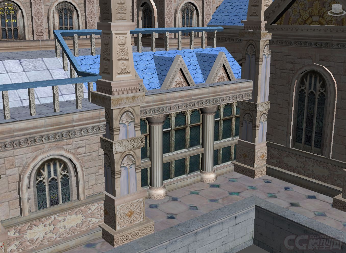 漂亮的欧式建筑教堂堡垒城堡模型-古代场景模型库-3ds Max(.max)模型下载-cg模型网