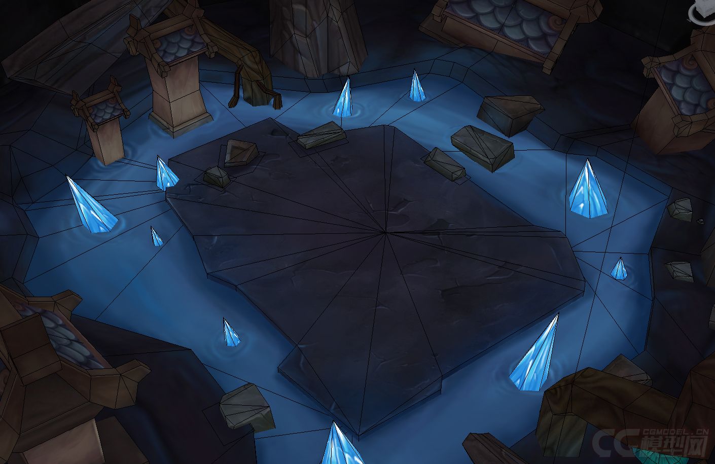 漂亮的卡通风格陨仙墓战斗场景平台陨仙墓墓穴阴暗的洞穴平台死水小溪