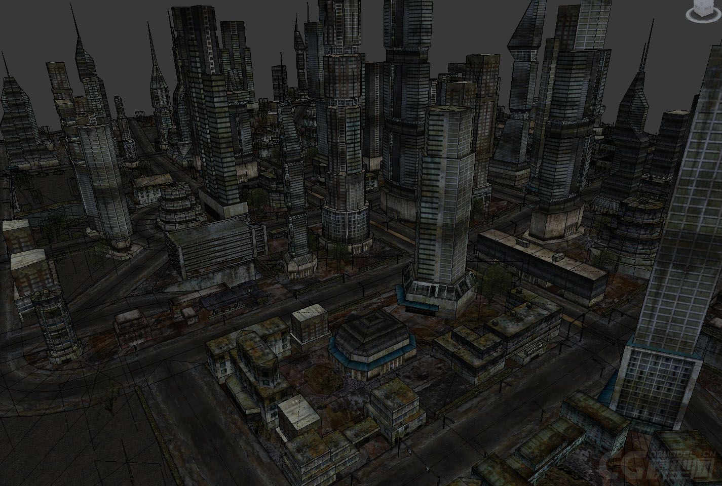 特大城市建筑破损的城市面貌灾后城市废墟被破坏的建筑废弃建筑2