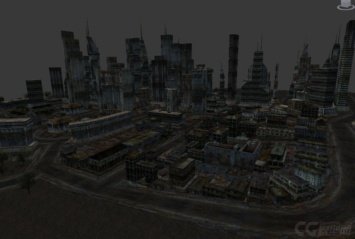 特大城市建筑破损的城市面貌灾后城市废墟被破坏的建筑废弃建筑2