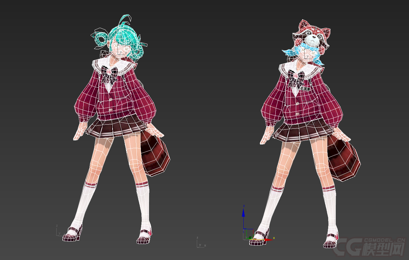 两个萌萌哒小萝莉_【600帧跳舞动画】_wd@cg作品_人物孩子-女_cg模型