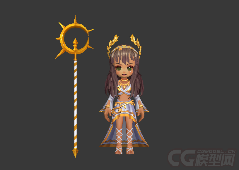 q版卡通魔法师小女孩光明使者法师(带绑定有动画)