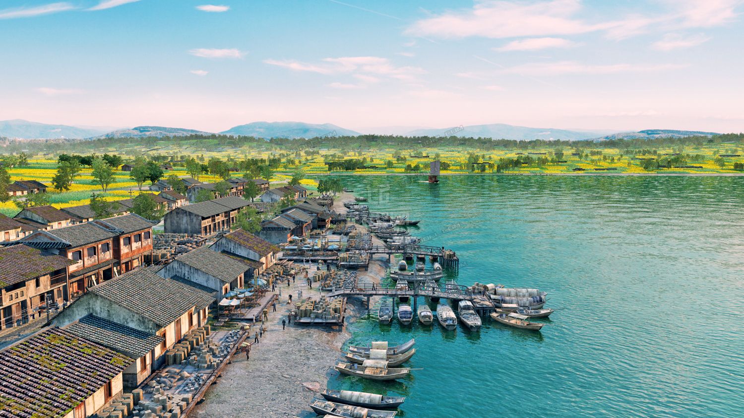 码头 古代码头模型-自然场景模型库-3ds Max(.max)模型下载-cg模型网