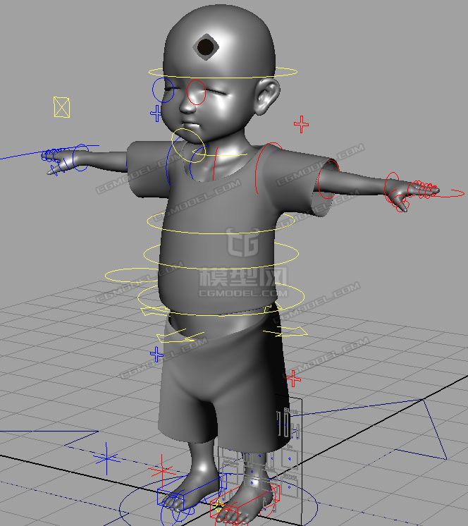 贴狗皮膏药的光头小孩有精细的绑定_梦幻虚_无作品_人物孩子-女_cg