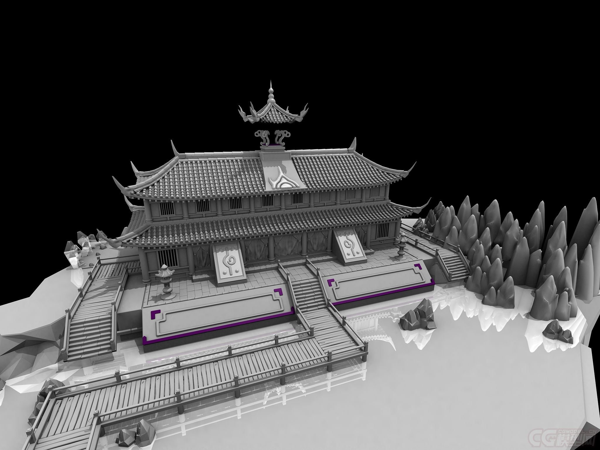 风古代建筑-天宫楼阁-付fb无需编辑**导入unity