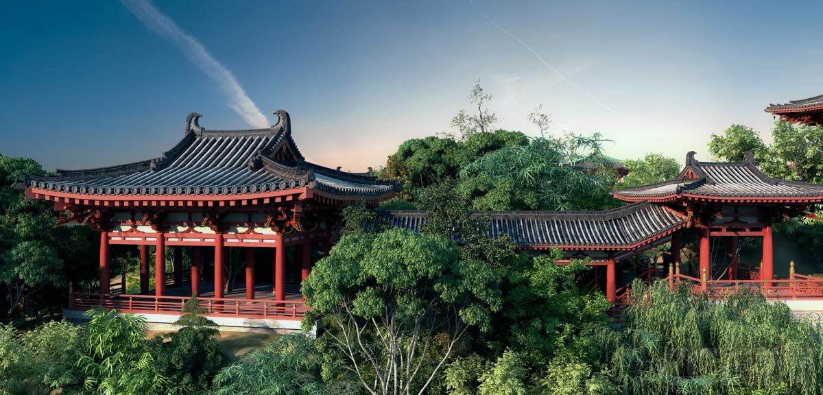 古建园林植物轩榭水景景观