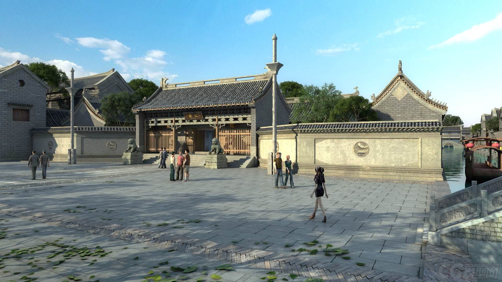 古建衙门官府大堂县衙门口模型-自然场景模型库-模型下载-cg模型网