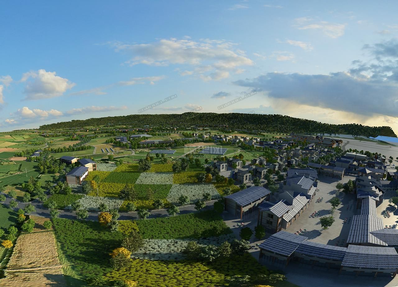 14年做的一个田园风光的村庄_k1to作品_场景自然场景_cg模型网