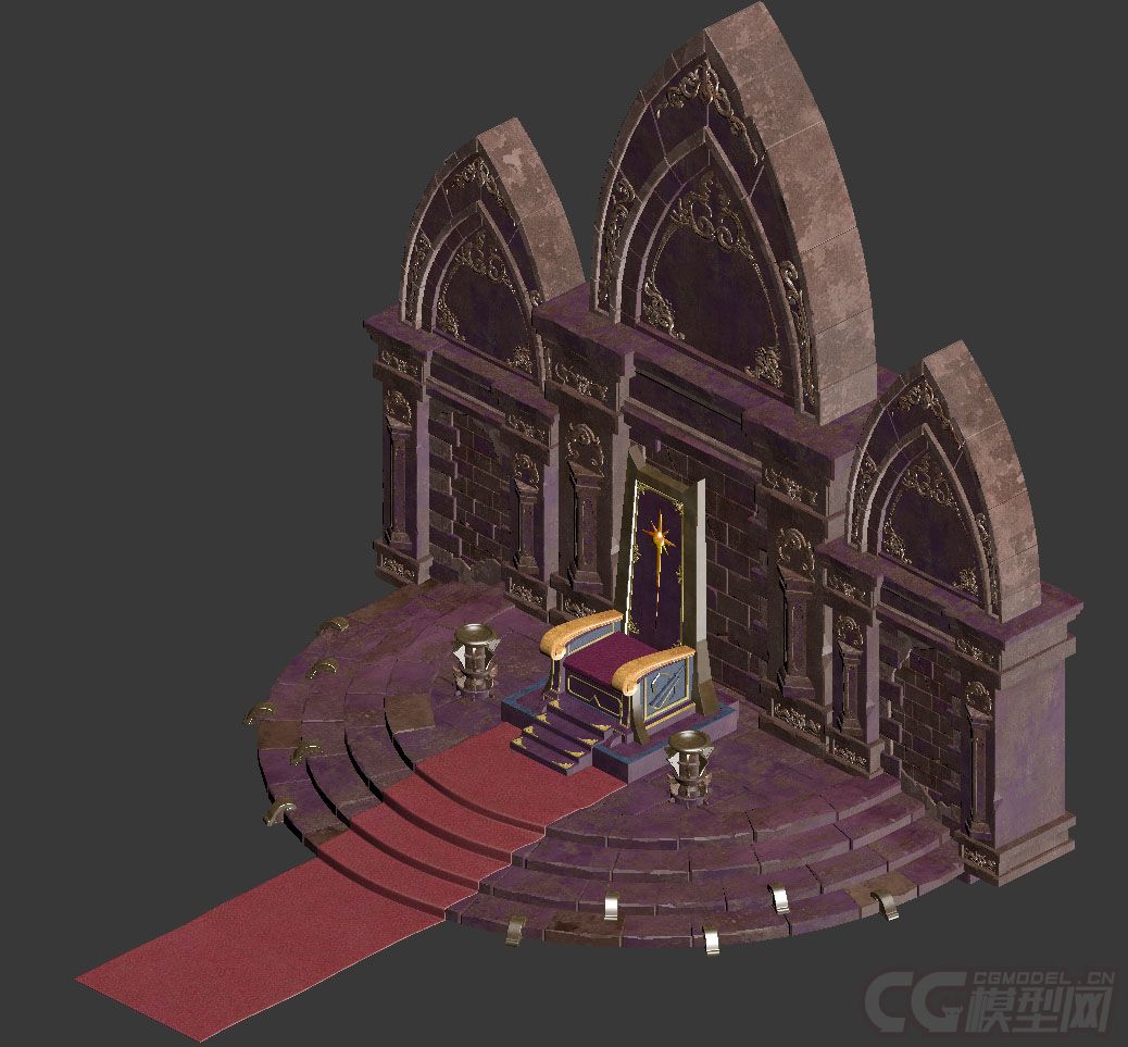 西方魔幻风格建筑 王座 宝座