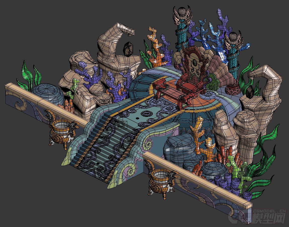 海底场景 海底龙宫 龙宫宝座 王殿 殿堂各种海洋植物