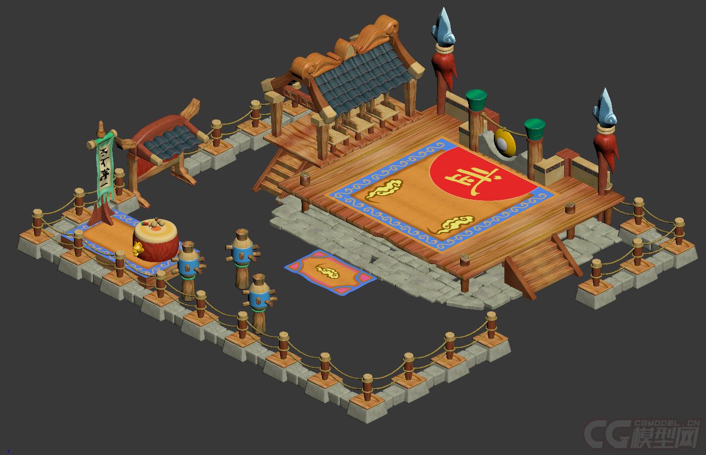 比武擂台 比武招亲擂台_shenguoda作品_场景自然场景_cg模型网