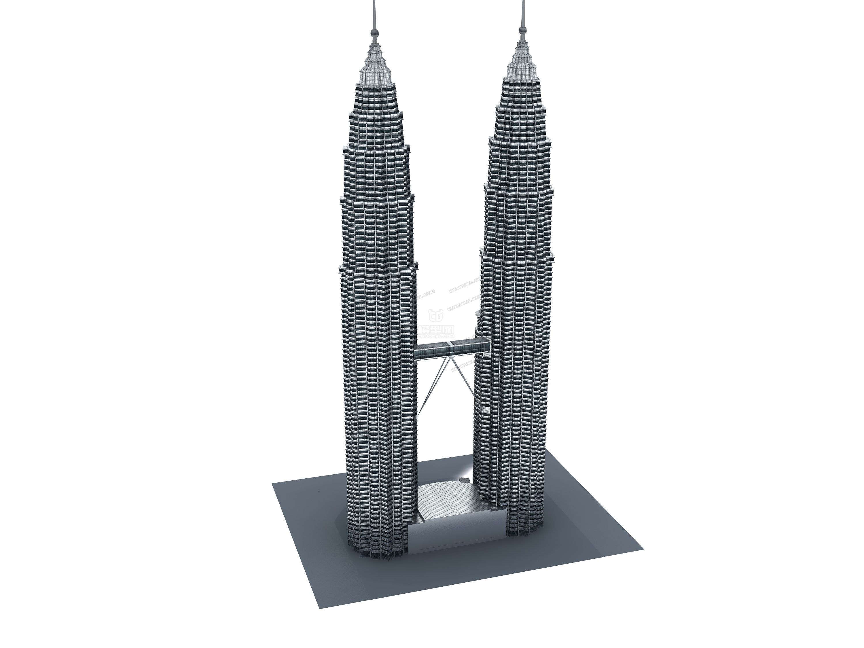 吉隆坡双子塔_小模型君作品_场景自然场景_cg模型网
