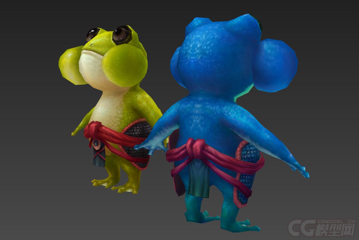 两种不同颜色的卡通青蛙怪蟾蜍怪