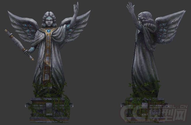 命运女神之可爱的天使小女孩石像