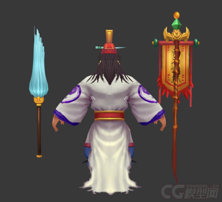 古代人物 斩妖除魔的道长捉妖人算命先生道士模型-男人模型库-3ds Max(.max)模型下载-cg模型网