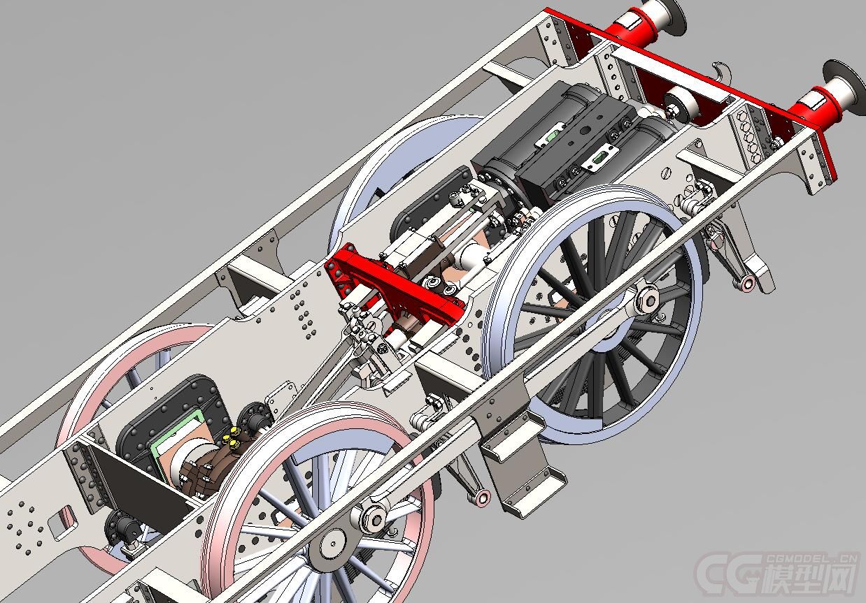 超写实火车底盘模型,汽车辆底盘结构,火车动力系统结构,机械模型