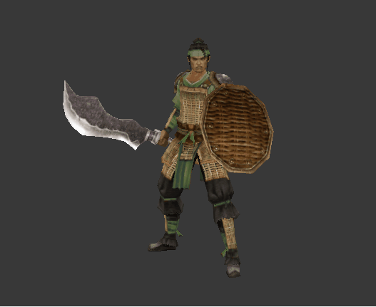 藤甲盾牌大刀兵3d模型,男人,战士,武士,含蒙皮动画,有材质!