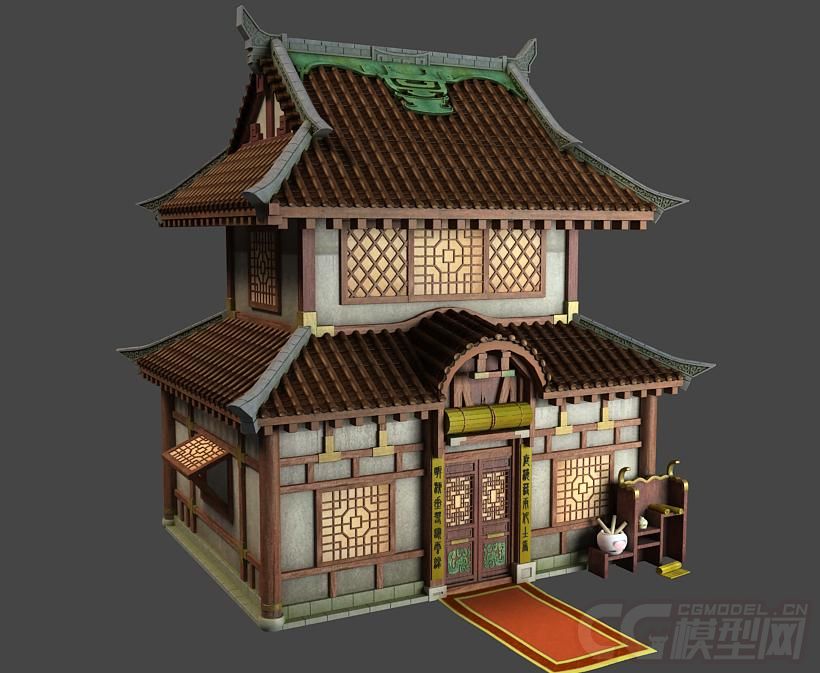 ***的古代建筑 富人家房子模型-自然场景模型库-模型下载-cg模型网
