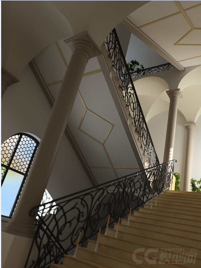 楼道一角 楼转角_运输专家作品_场景自然场景_cg模型网