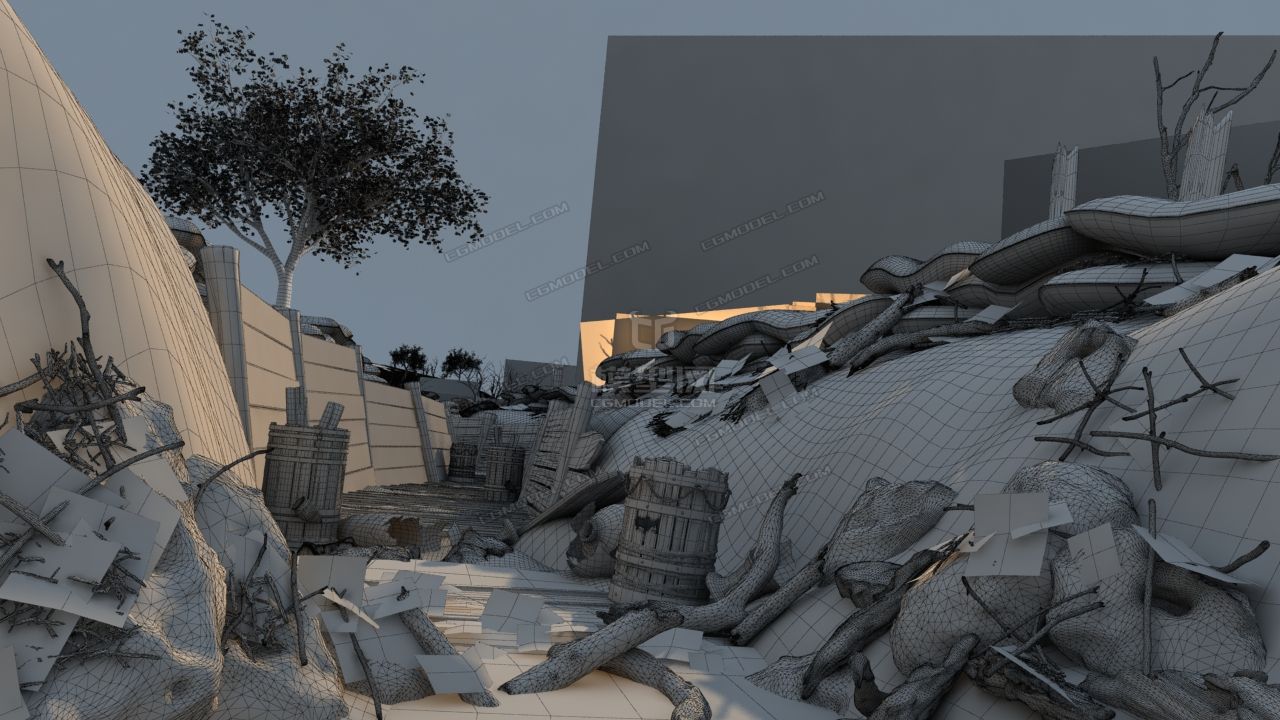 原创场景2战场战壕战场场景