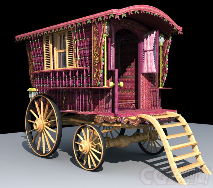 吉普赛马车厢豪华的马车厢精细模型