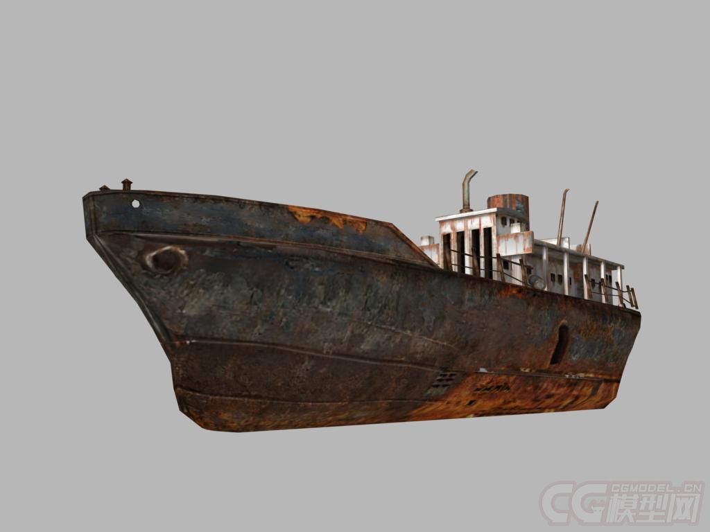 7艘破旧沉船 渔船 游戏模型渔船 船 动画模型低面数