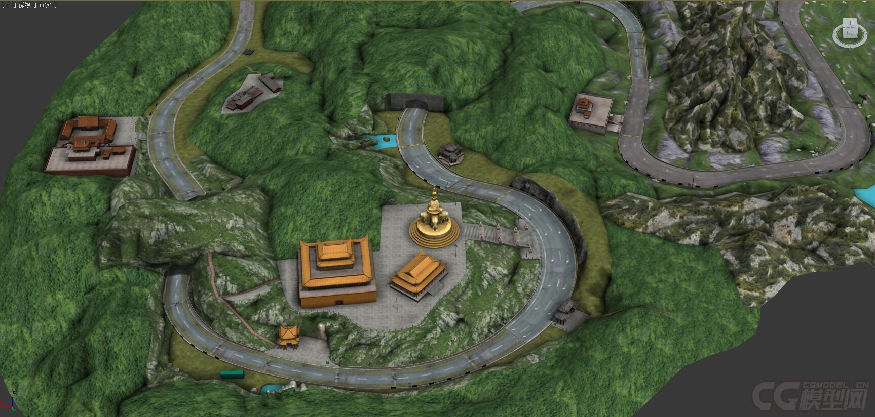 四川盆地环山公路赛道 峨眉山 各种古建寺庙 鸟瞰图 景点铜像 道路