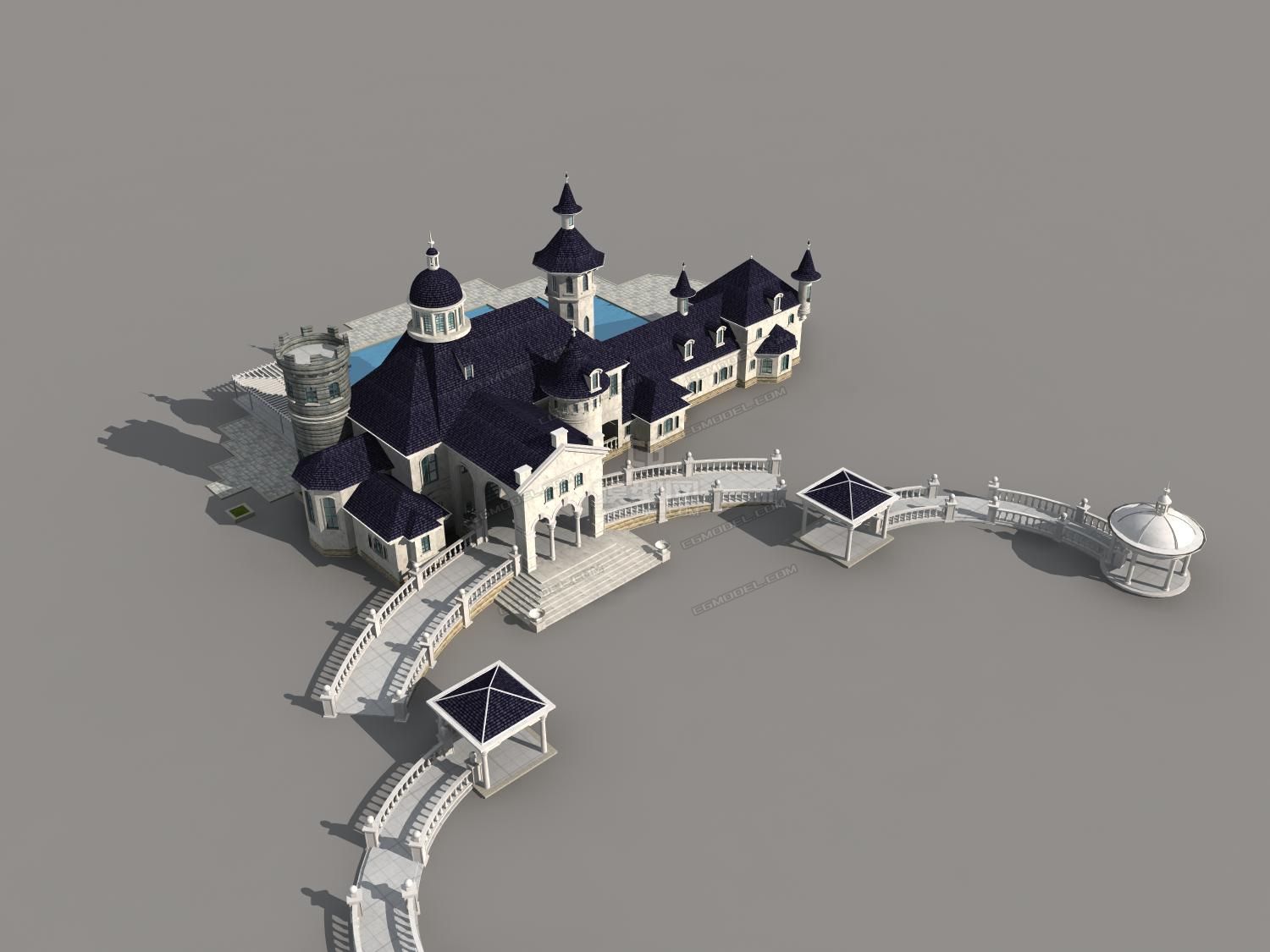 别墅 欧式模型-私人住宅模型库-3ds Max(.max)模型下载-cg模型网