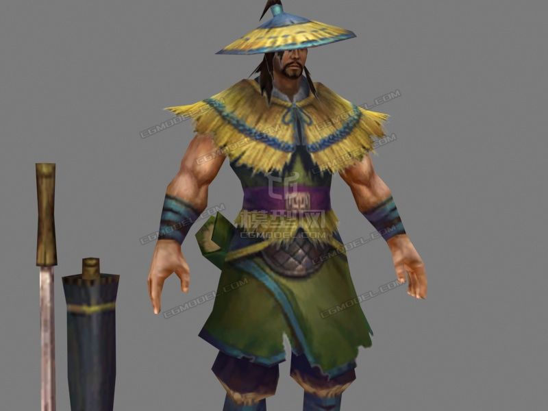 古代人物流浪剑客流浪汉穿着草衣的侠客强盗劫匪土匪