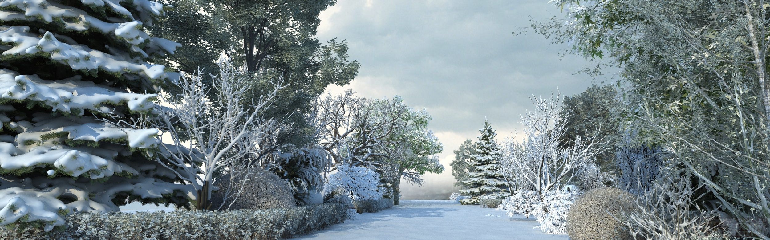 冬天雪景-雪地-雪人-松树_金元宝作品_场景自然场景_cg模型网