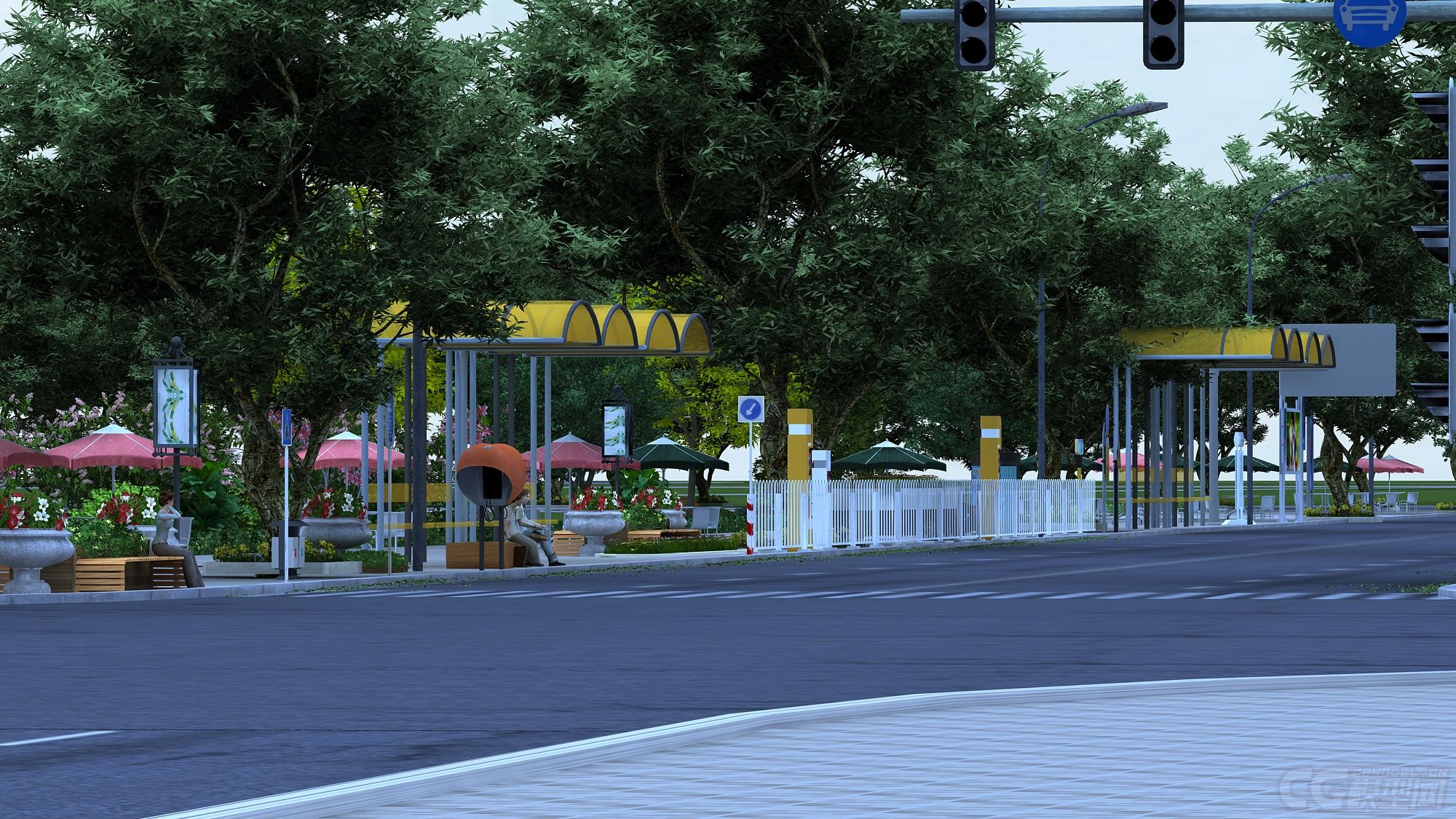 小品 树木 街道_金元宝作品_场景现代场景_cg模型网