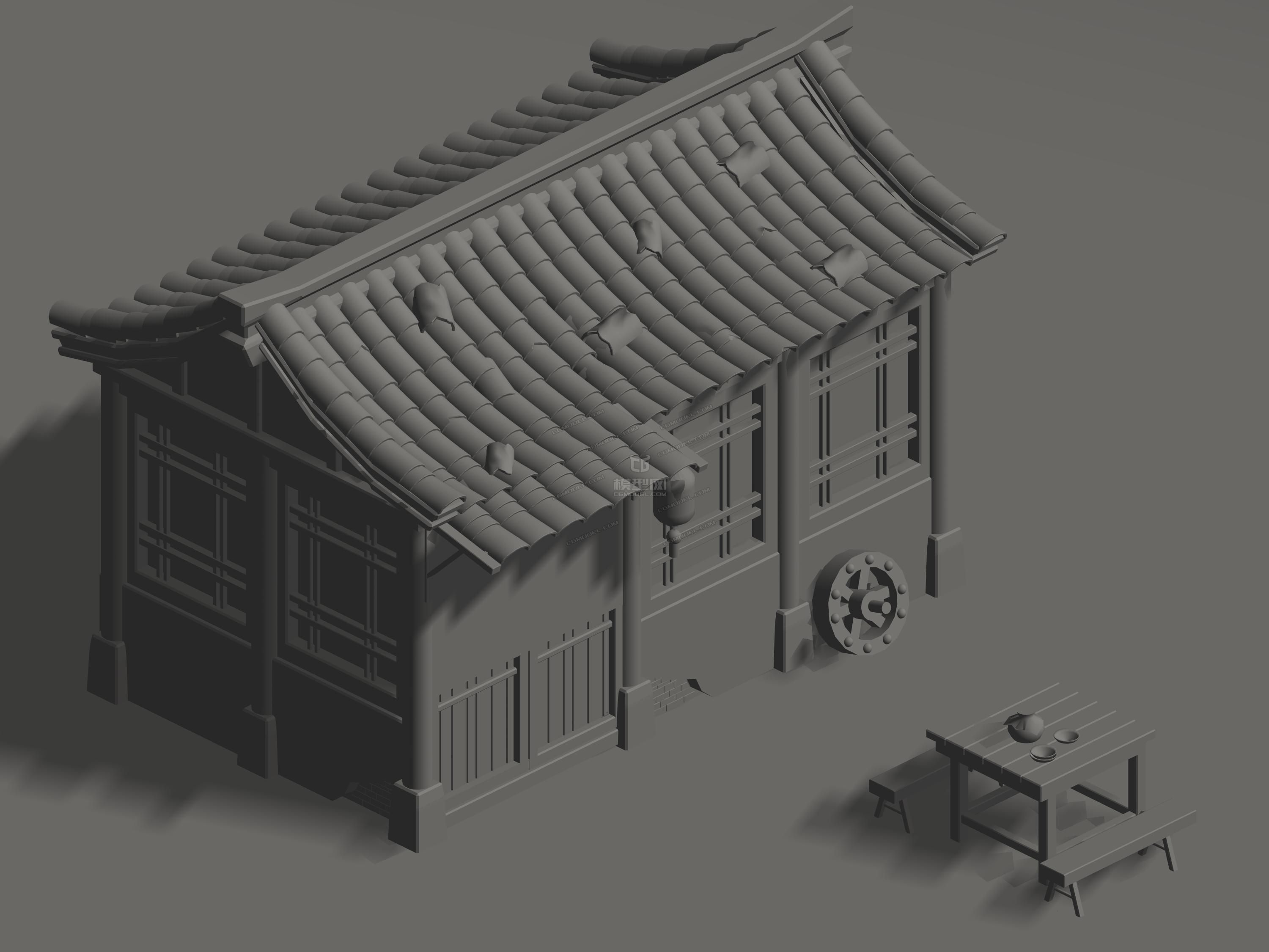三渲二民房模型-古代场景模型库-模型下载-cg模型网