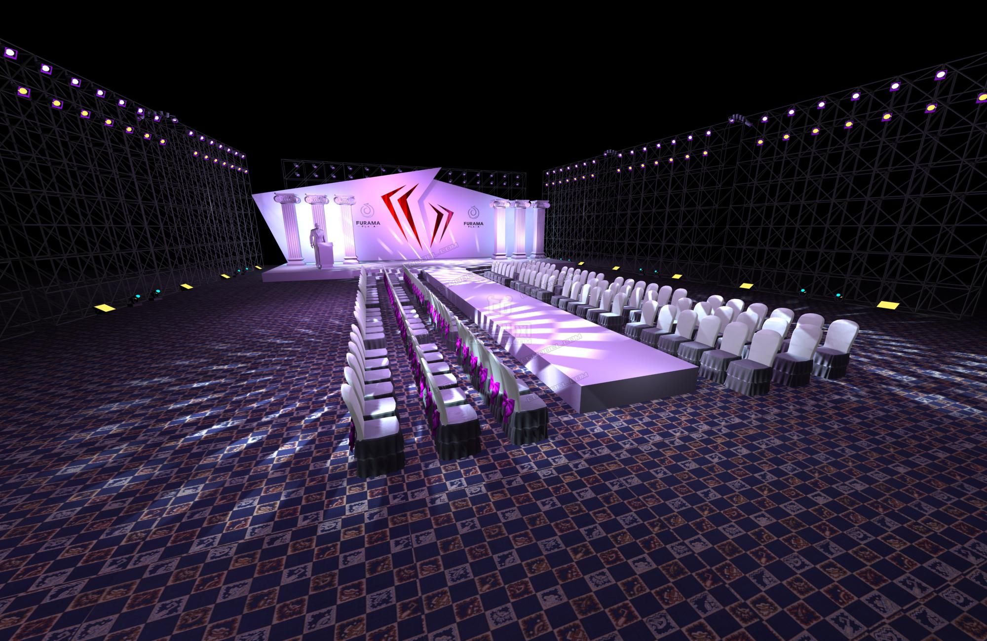 舞美 晚宴 舞美大会舞蹈 灯光_hongchaoyi作品_场景现代场景_cg模型网