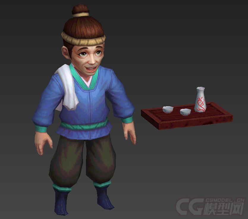 卡通q版古代人物店小二店家