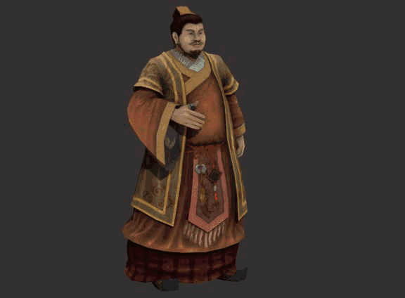 古代人物富商员外官员商人胖子商人带绑定有动画