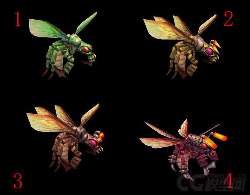 昆虫黄蜂怪蜜蜂毒刺带绑定有动画