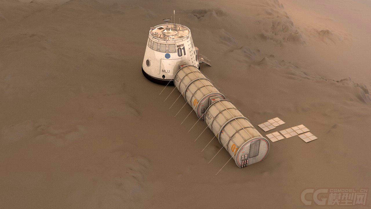 科幻系列(2)——火星登陆器 火星栖息地 太空补给站 火星地表面 宇航