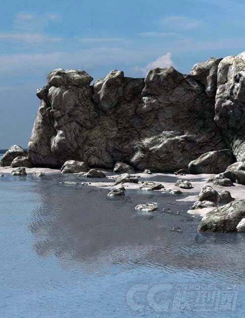 海岸线 搁浅滩 海尽头_xkl0911作品_场景自然场景场景自然场景_cg模型